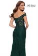 Picture of: Lace Off the Shoulder Gown with Deep V Neckline in Emerald, Style 29693, Detail Picture 4