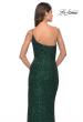 Picture of: Elegant Soft Sequin One Shoulder Long Dress in Jewel Tones in Emerald, Style: 31427, Detail Picture 4