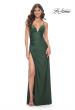 Picture of: Jersey Dress with Ruched Waist and Lace Up Back in Emerald, Style: 31987, Detail Picture 4