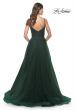 Picture of: Simple Tulle A-LIne Prom Dress with Ruched Illusion Bodice in Emerald, Style: 32130, Detail Picture 4