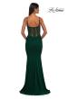 Picture of: Ruched Corset Top Prom Dress with Deep V in Emerald , Style: 32642, Detail Picture 4