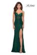 Picture of: Lace Prom Gown With Sheer Bodice and Tie Up Back in Emerald, Style: 28534, Detail Picture 5
