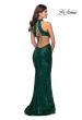 Picture of: Long Sequin Gown with High Neckline and Lace Back in Emerald, Style: 28612, Detail Picture 5