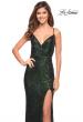 Picture of: Long Sequin Gown with Wrap Style Top and Slit in Emerald, Style: 30305, Detail Picture 5