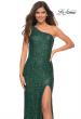 Picture of: One Shoulder Luxurious Soft Sequin Dress with Slit in Emerald, Detail Picture 5