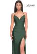 Picture of: Ruched Jersey Prom Dress with Slit in Jewel Tones in Emerald, Style 31130, Detail Picture 5