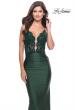 Picture of: Lace Sheer Bodice Dress with Scallop Details and Ruched Skirt in Emerald, Style: 31336, Detail Picture 5