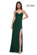 Picture of: Net Jersey Simple Prom Dress with Ruching and Corset Top in Emerald , Style 32925, Detail Picture 5