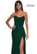 Picture of: Chic Strapless Net Jersey Evening Dress with Slit in Emerald , Style: 33116, Detail Picture 5