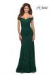 Picture of: Long Off the Shoulder Prom Dress with Lace Up Back in Emerald, Style: 28545, Detail Picture 6