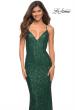 Picture of: Luxurious Soft Sequin Dress with V Neckline in Emerald, Detail Picture 6