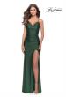 Picture of: Rhinestone Jersey Dress with Slit and Ruching in Emerald, Style: 31123, Detail Picture 6