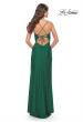 Picture of: Ruched Deep V Dress with Trendy High Slit in Emerald, Style: 31127, Style: 31127