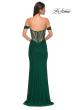 Picture of: Simple Off the Shoulder Net Jersey Dress with Sheer Waist in Emerald , Style 32684, Detail Picture 6