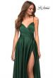 Picture of: Satin Jewel Tone Gown with Criss-Cross Ruched Top in Green, Style: 30512, Detail Picture 7