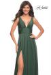 Picture of: Empire Waist Gown with Deep V Neckline in Emerald, Style: 30641, Detail Picture 7