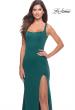 Picture of: Simple Chic Long Jersey Gown with Square Neckline in Emerald, Style: 31071, Detail Picture 7