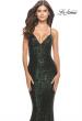 Picture of: Fitted Stretch Sequin Dress with Open Back and Defined Cups in Emerald, Style: 31291, Detail Picture 7