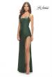 Picture of: Rhinestone Jersey Dress with Strappy Back and High Slit in Emerald, Style: 31398, Detail Picture 7