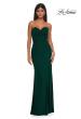 Picture of: Simple Net Prom Dress with High Slit and Flattering Ruching in Emerald, Style: 33018, Detail Picture 7