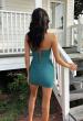 Picture of: Strapless Sparkle Lace-Up Mini Dress in Evergreen, Style 33931, Detail Picture 14