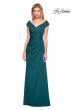 Picture of: Satin Floor Length Gown with Ruched Detailing in Evergreen, Style: 26523, Main Picture