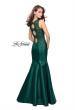 Picture of: Long Mikado Mermaid Gown with Lace Straps in Evergreen, Style: 25972, Detail Picture 2
