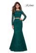 Picture of: Stretch Lace Long Sleeve Two Piece Prom Dress in Forest Green, Style: 27601, Main Picture