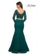 Picture of: Stretch Lace Long Sleeve Two Piece Prom Dress in Forest Green, Style: 27601, Back Picture