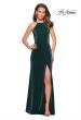 Picture of: Two Tone Long Gown with High Neckline and Side Slit in Forest Green, Style: 26962, Detail Picture 2