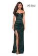 Picture of: Body Forming Strapless Satin Dress with Side Slit in Forest Green, Style: 27780, Detail Picture 4
