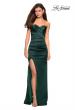 Picture of: Body Forming Strapless Satin Dress with Side Slit in Forest Green, Style: 27780, Detail Picture 6