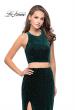 Picture of: Two Piece Velvet Prom Dress with Open Back and Leg Slit in Forest Green, Style: 25464, Detail Picture 1