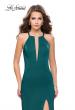 Picture of: Long Jersey Prom Dress with Beaded Strappy Open Back in Forest Green, Style: 25669, Detail Picture 1