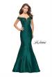 Picture of: Off The Shoulder Mikado Mermaid Gown with Lace in Forest Green, Style: 26001, Detail Picture 1