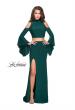 Picture of: Long Two Piece Dress with Cold Shoulders and Bell Sleeves in Forest Green, Style: 25353, Detail Picture 2