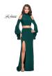 Picture of: Long Two Piece Dress with Cold Shoulders and Bell Sleeves in Forest Green, Style: 25353, Detail Picture 5