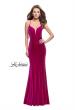 Picture of: Velvet Mermaid Style Prom Dress with Deep V Neckline in Fuchsia, Style: 25174, Main Picture