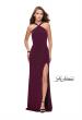 Picture of: Long Sparkly Dress with High Neckline and Side Slit in Fuschia, Style: 25346, Back Picture