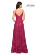Picture of: sequin Empire Waist Prom Dress with V Back in Fuchsia, Style: 27747, Back Picture