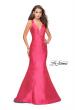 Picture of: Low Scoop Mermaid Prom Dress with Tiered Detail in Fuchsia, Style: 26046, Detail Picture 1
