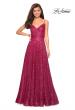 Picture of: sequin Empire Waist Prom Dress with V Back in Fuchsia, Style: 27747, Detail Picture 3