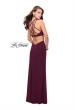 Picture of: Long Sparkly Dress with High Neckline and Side Slit in Fuchsia, Style: 25346, Detail Picture 4