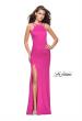 Picture of: Classic Long Evening Gown with Beaded Straps and Slit in Fuchsia, Style: 25540, Detail Picture 5