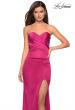 Picture of: Body Forming Strapless Satin Dress with Side Slit in Fuchsia, Style: 27780, Detail Picture 5