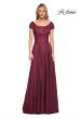 Picture of: Short Sleeve Chiffon Dress with Lace Bodice in Garnet, Style: 26550, Main Picture