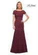 Picture of: Floor Length Lace Gown with Short Sleeves in Garnet, Style: 26875, Main Picture