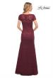 Picture of: Floor Length Lace Gown with Short Sleeves in Garnet, Style: 26875, Back Picture