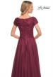 Picture of: Short Sleeve Chiffon Dress with Lace Bodice in Garnet, Style: 26550, Detail Picture 2