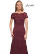 Picture of: Floor Length Lace Gown with Short Sleeves in Garnet, Style: 26875, Detail Picture 5